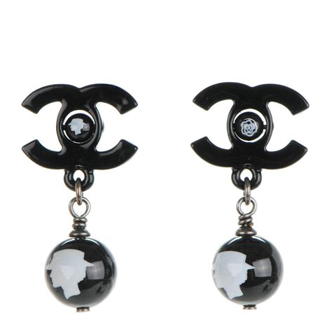 chanel black beaded cc logo earring|luxury closet Chanel earrings.